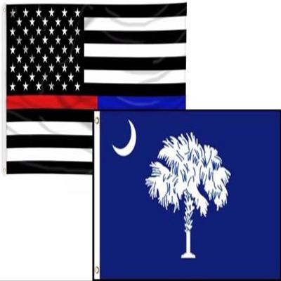 3x5 USA Thin Red Blue Line South Carolina State 2 Flag Wholesale Set Combo 3x5 BEST Garden Outdor Decor polyester material FLAG PREMIUM Vivid Color and UV Fade Resistant