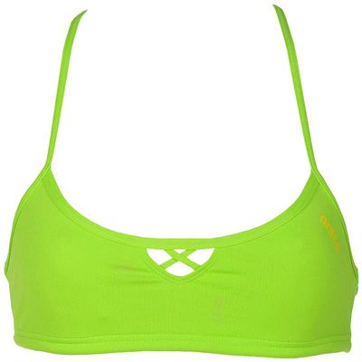 ARENA Rulebreaker BE Bandeau Bikini Top Athletic Sport Swim Top for Women, Leaf, 2X-Small