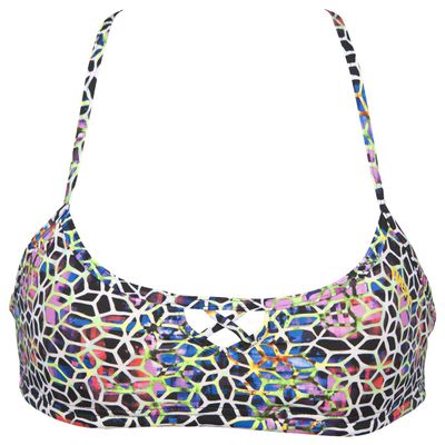 ARENA Rulebreaker BE Bandeau Bikini Top Athletic Sport Swim Top for Women, Mosaic, X-Small
