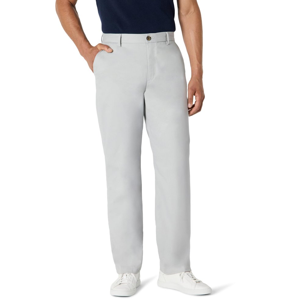 Amazon Essentials Men's Classic-Fit Wrinkle-Resistant Flat-Front Chino Pant (Available in Big & Tall), Grey, 34W x 31L