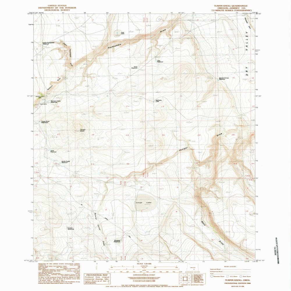 YellowMaps Turpin Knoll OR topo map, 1:24000 Scale, 7.5 X 7.5 Minute, Historical, 1984, Updated 1984, 26.8 x 21.9 in - Tyvek