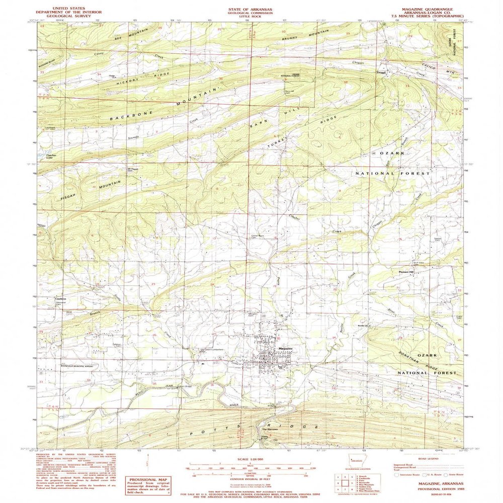 YellowMaps Magazine AR topo map, 1:24000 Scale, 7.5 X 7.5 Minute, Historical, 1983, Updated 1983, 26.7 x 22 in - Tyvek