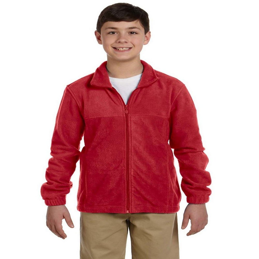 Harriton Youth M990Y Full-Zip Fleece Red Medium