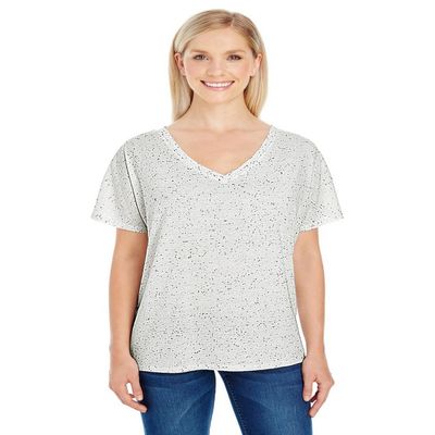 Threadfast Apparel 203FV Ladies Flowy V-Neck Tee Cream Fleck Medium