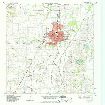 YellowMaps Bonham TX topo map, 1:24000 Scale, 7.5 X 7.5 Minute, Historical, 1984, Updated 1985, 26.9 x 23 in - Tyvek