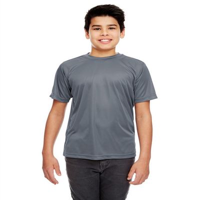 UltraClub 8420Y Youth Cool & Dry Sport Performance Interlock Tee Charcoal X-Large