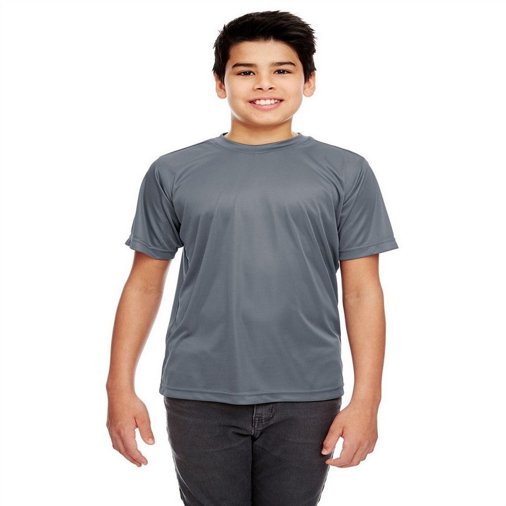 UltraClub 8420Y Youth Cool & Dry Sport Performance Interlock Tee Charcoal X-Large