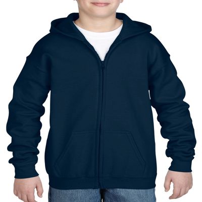 Fashion Gildan 18600B Youth Zip Hood Navy X-Small