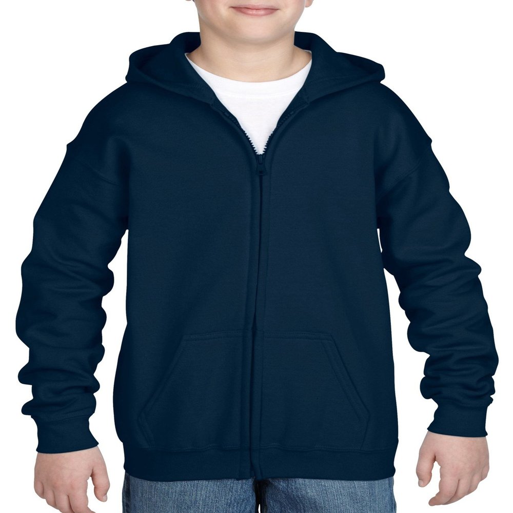 Fashion Gildan 18600B Youth Zip Hood Navy X-Small
