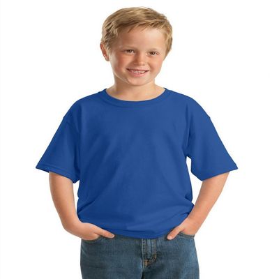 Fashion Gildan 5000B Youth 100% Cotton Tee Neon Blue X-Small