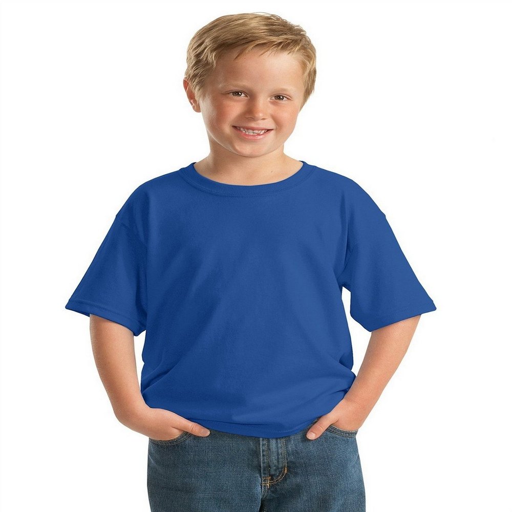 Fashion Gildan 5000B Youth 100% Cotton Tee Neon Blue X-Small