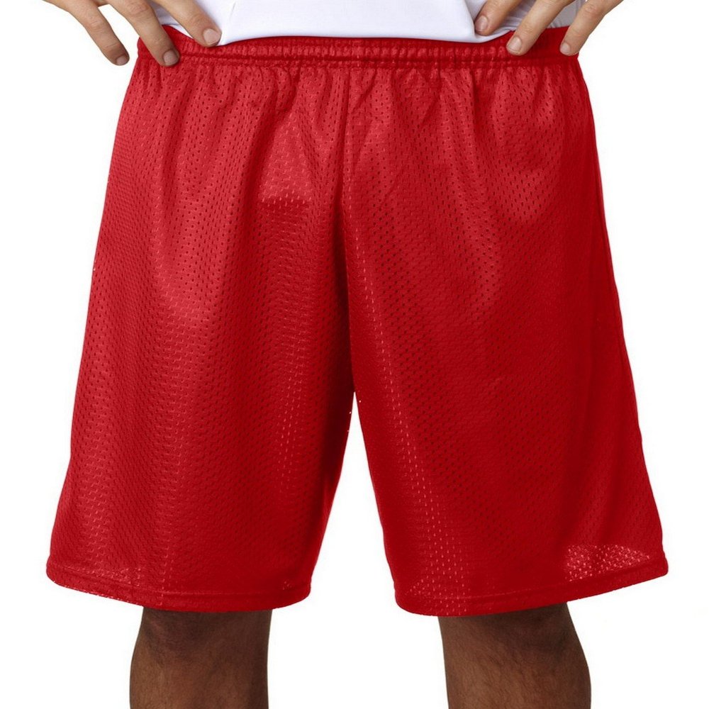 A4 A4 N5296 Adult Tricot-Lined 9 Mesh Shorts Scarlet Red XX-Large