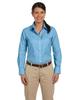 Harriton M600W Ladies L-Sleeve Oxford French Blue Medium view 3