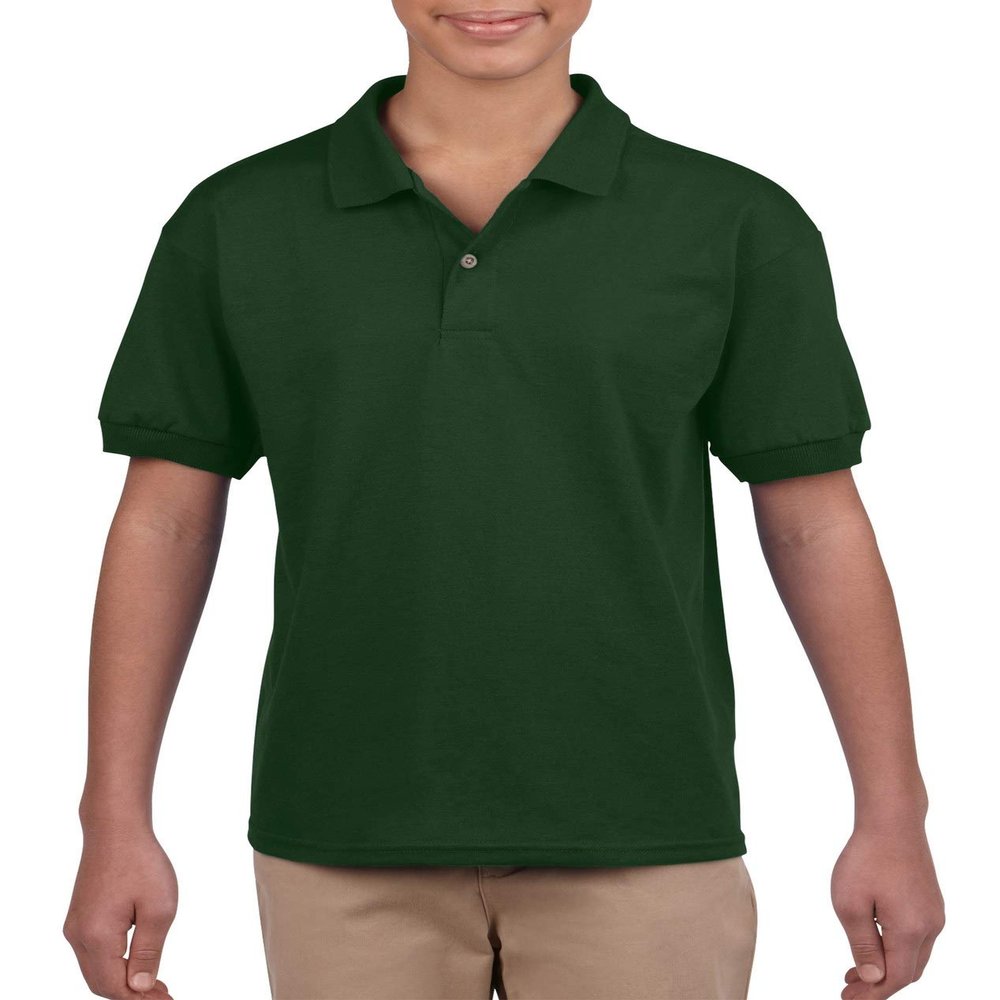 Fashion Gildan 8800B Youth Polo Forest Green Small