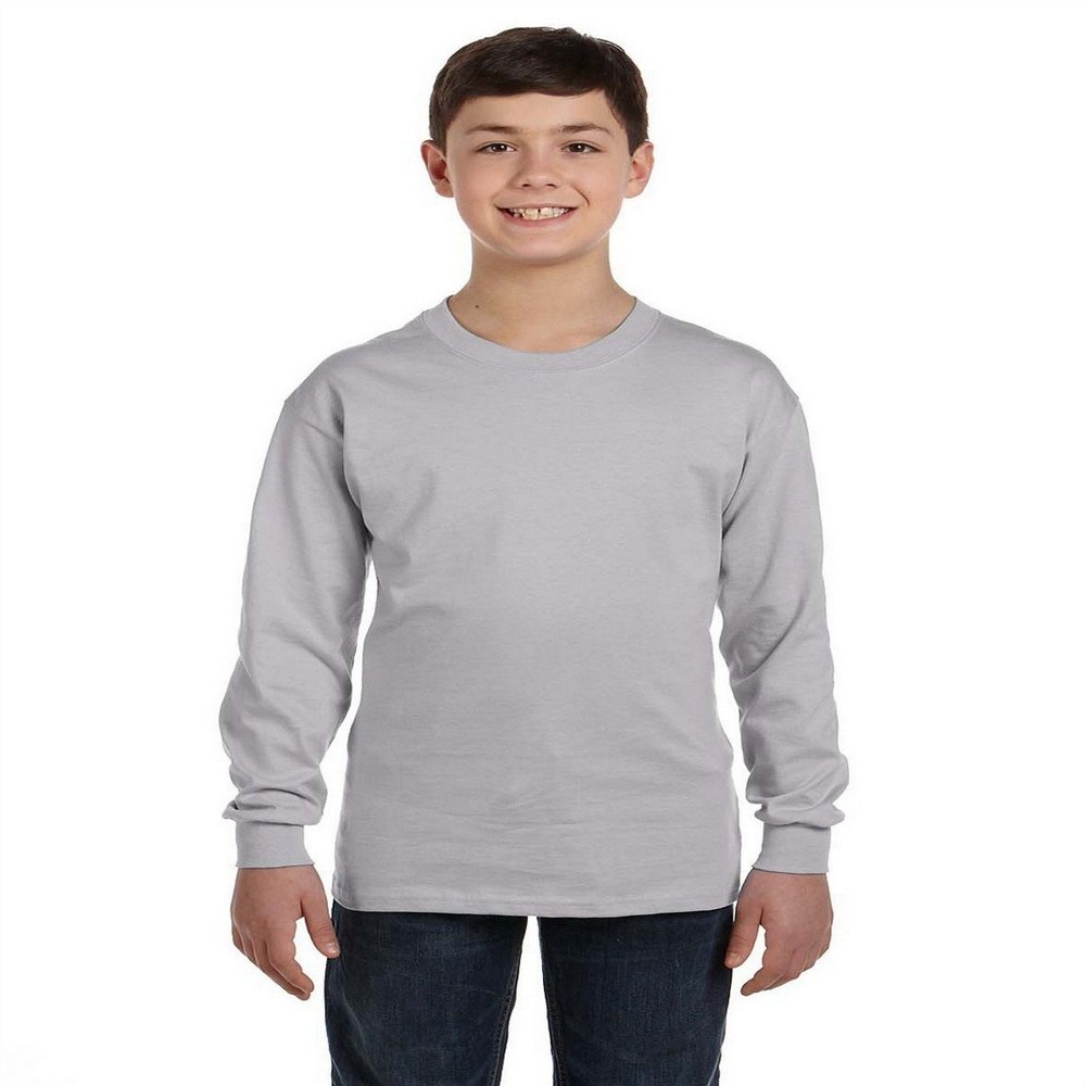 Fashion Gildan 5400B Youth 100% Cotton L Sleeve Tee Sport Grey X-Small