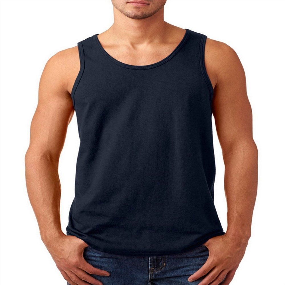 Fashion Gildan 5200 Heavy Adult Tank Top Navy Small