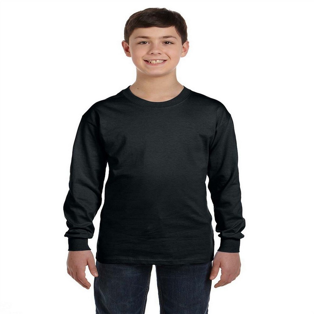 Fashion Gildan 5400B Youth 100% Cotton L Sleeve Tee Black X-Large
