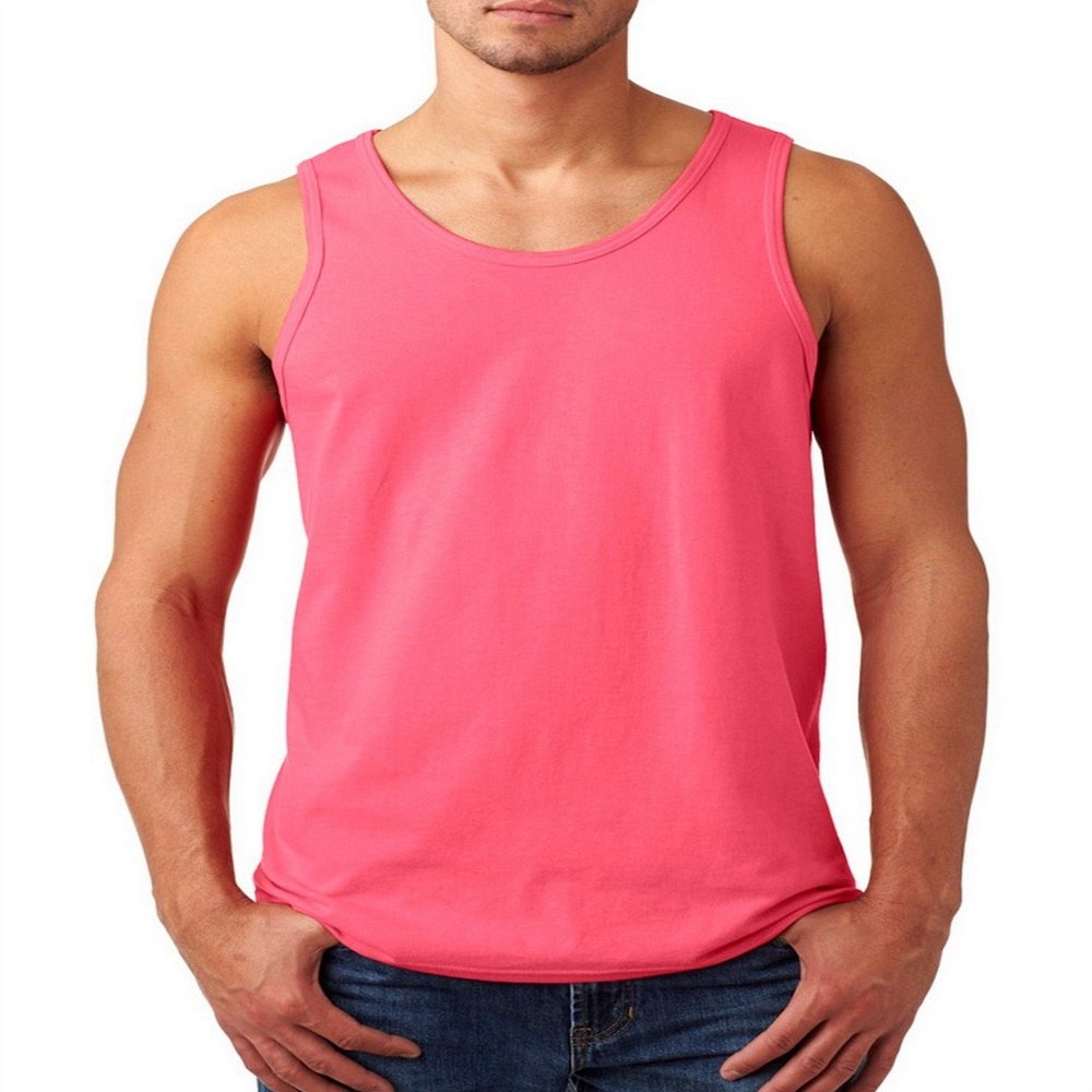 Fashion Gildan 5200 Heavy Adult Tank Top Safety Pink Medium