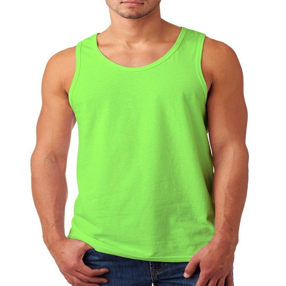 Fashion Gildan 5200 Heavy Adult Tank Top Neon Green X-Large