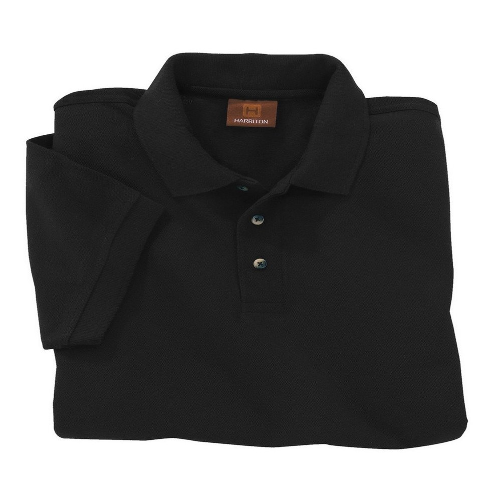 Harriton M200 Mens Ringspun Cotton Pique S-Sleeve Polo Black XXX-Large
