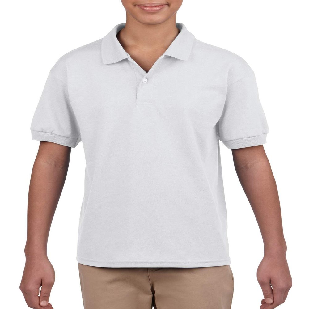 Fashion Gildan 8800B Youth Polo White Medium