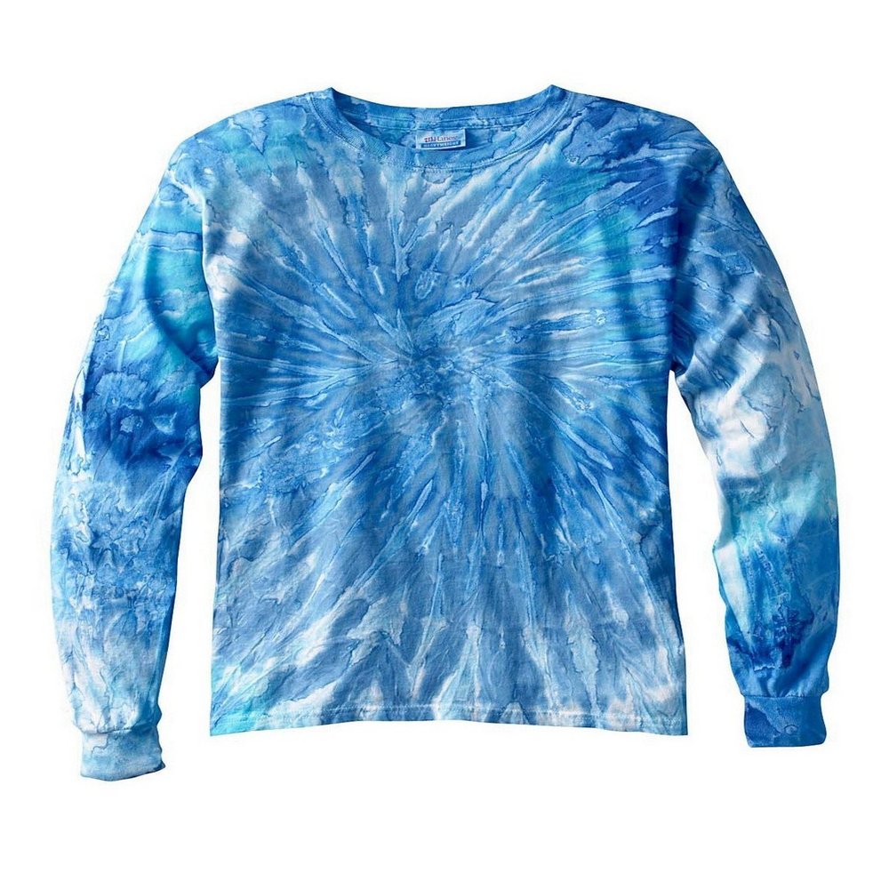 Tie-Dyed Tie-Dye CD2000 100% Cotton L-Sleeve T-Shirt Blue Jerry Small