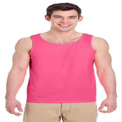 Fashion Gildan 5200 Heavy Adult Tank Top Safety Pink Small