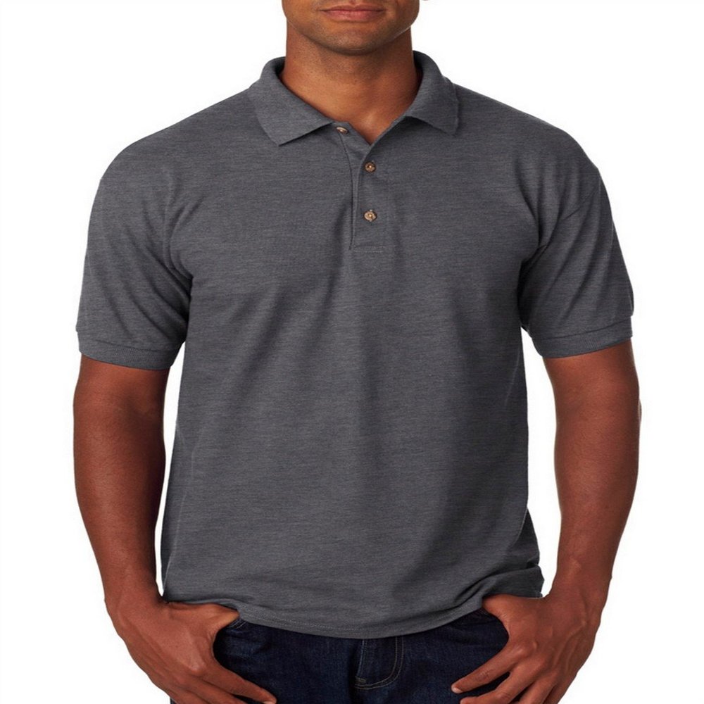 Fashion Gildan 3800 100% Cotton Pique Polo Dark Heather Large