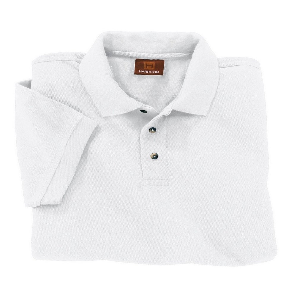 Harriton M200 Mens Ringspun Cotton Pique S-Sleeve Polo White XX-Large