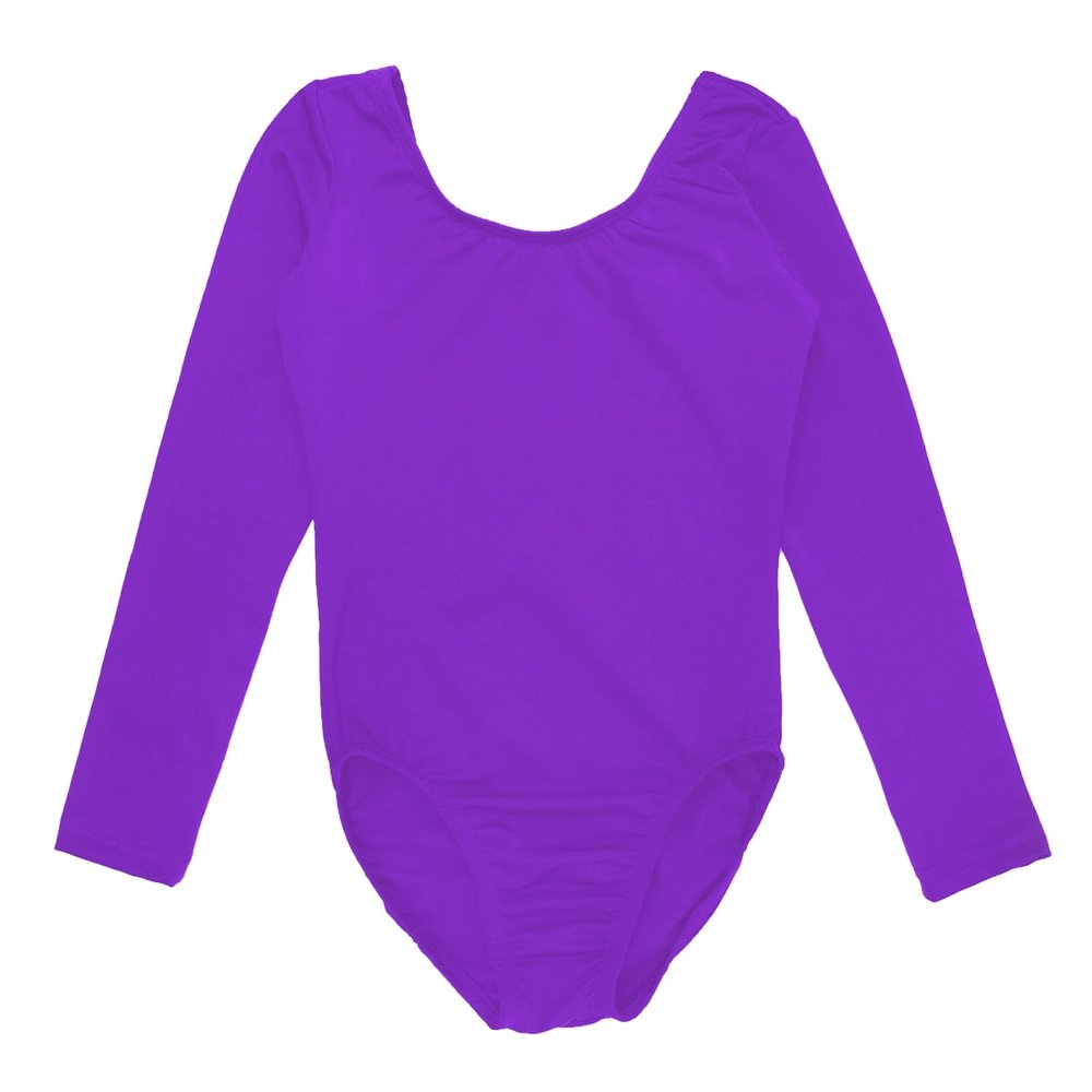 Sookie Active Basic Long Sleeve Leotard (AZURE, Youth 6-8)