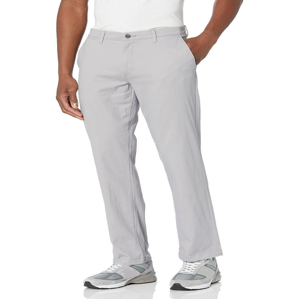 Amazon Essentials Mens Straight-Fit Casual Stretch Chino Pants, Grey, 40W x 32L