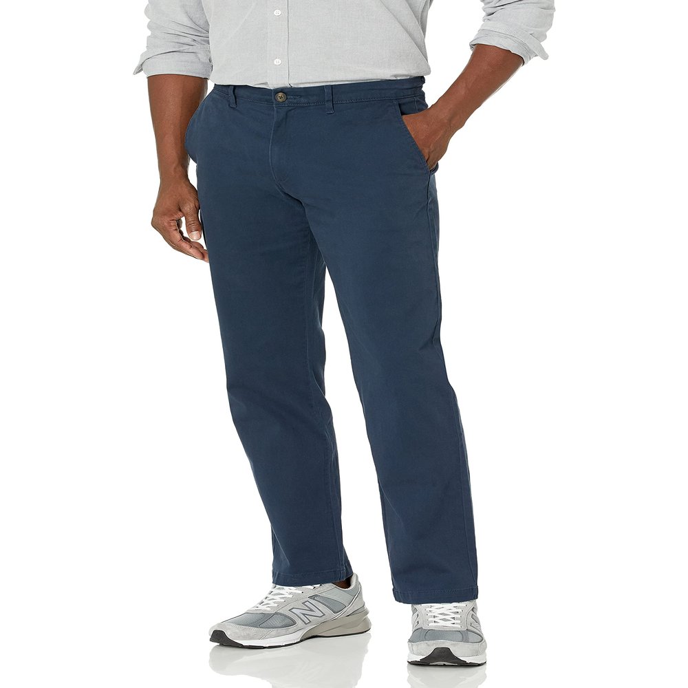 Amazon Essentials Mens Straight-Fit Casual Stretch Chino Pants, Dark Navy, 28W x 28L