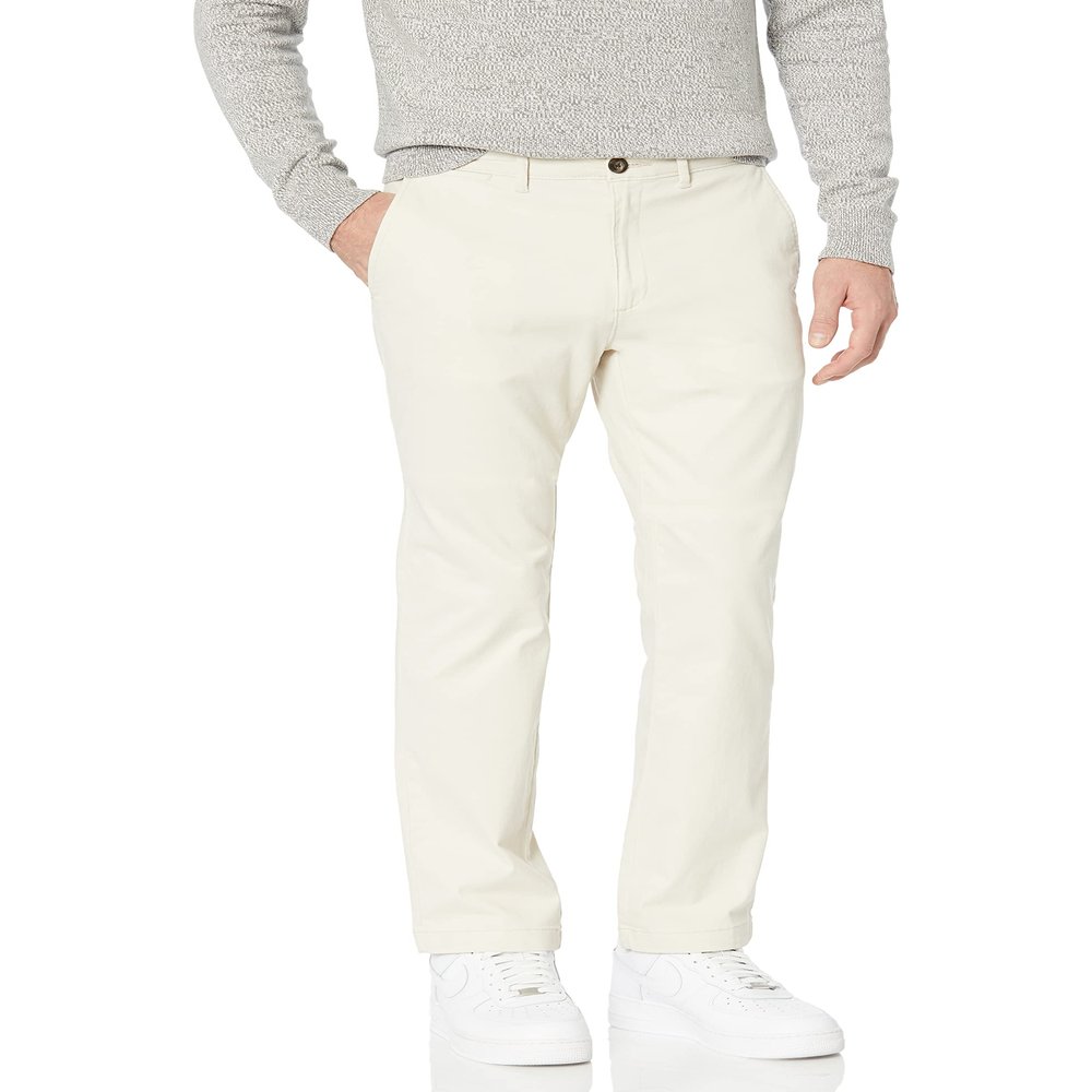 Amazon Essentials Mens Straight-Fit Casual Stretch Chino Pants, Stone, 28W x 32L