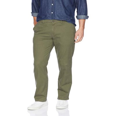 Amazon Essentials Men's Straight-Fit Casual Stretch Khaki, Olive, 28W x 28L