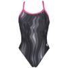 Arena Women's Wavy Water Challenge Back One Piece Fl, Black / Fresia Rose, 22