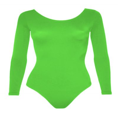 Sookie Active Basic Long Sleeve Leotard (LIME, Ladies 3X-Large)
