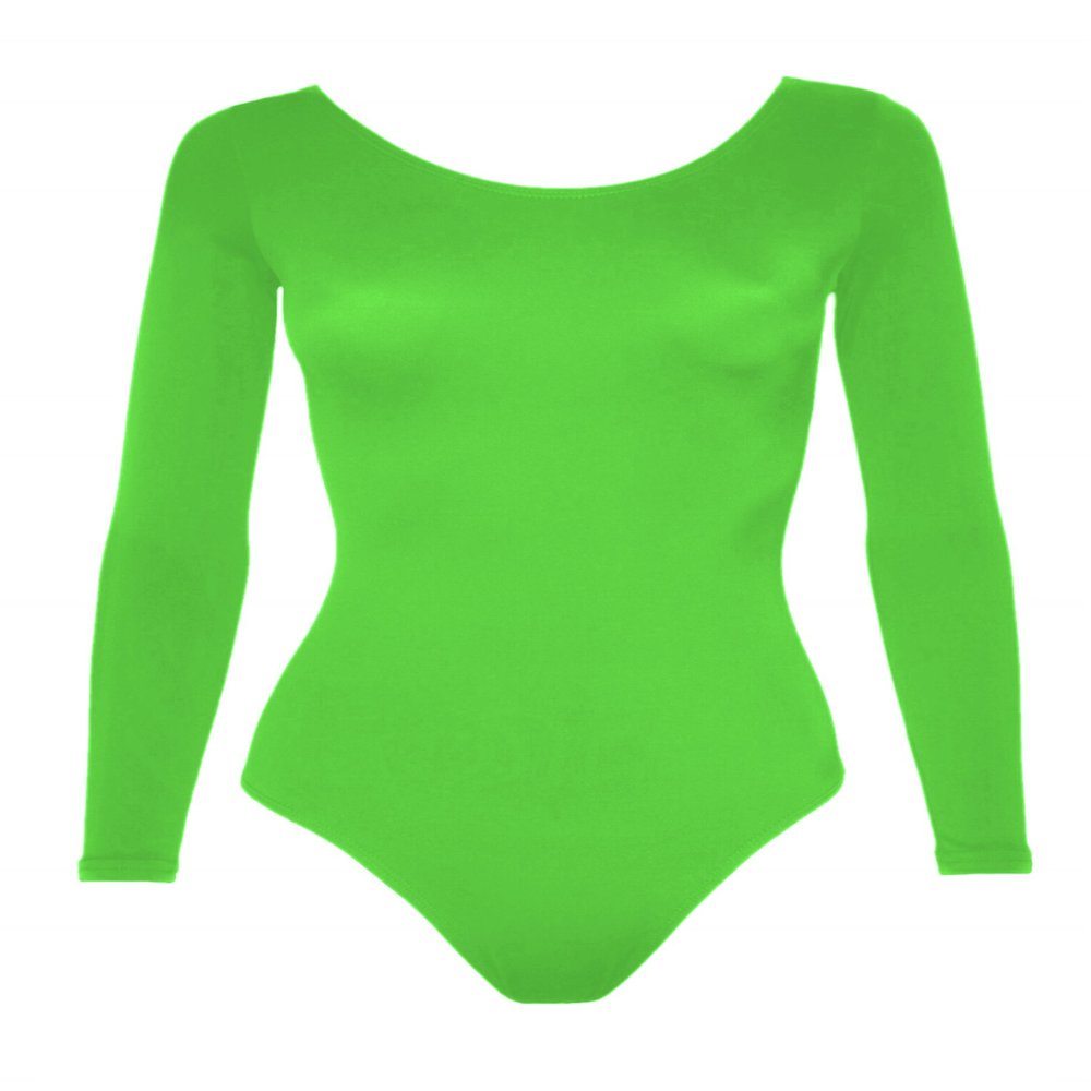 Sookie Active Basic Long Sleeve Leotard (LIME, Ladies 3X-Large)