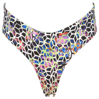arena Rulebreaker UNIQUE Brief Bikini Bottoms Athletic Sport Swimsuit for Women, Mosaic, X-Small