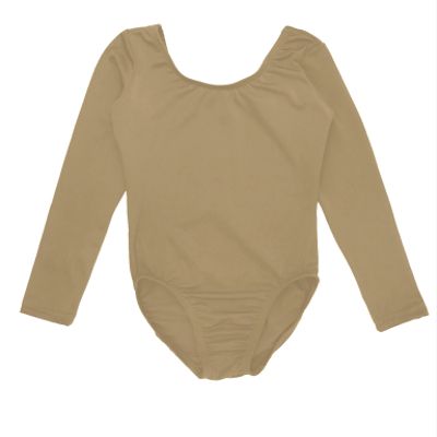 Sookie Active Basic Long Sleeve Leotard (NUDE, Youth 8-10)