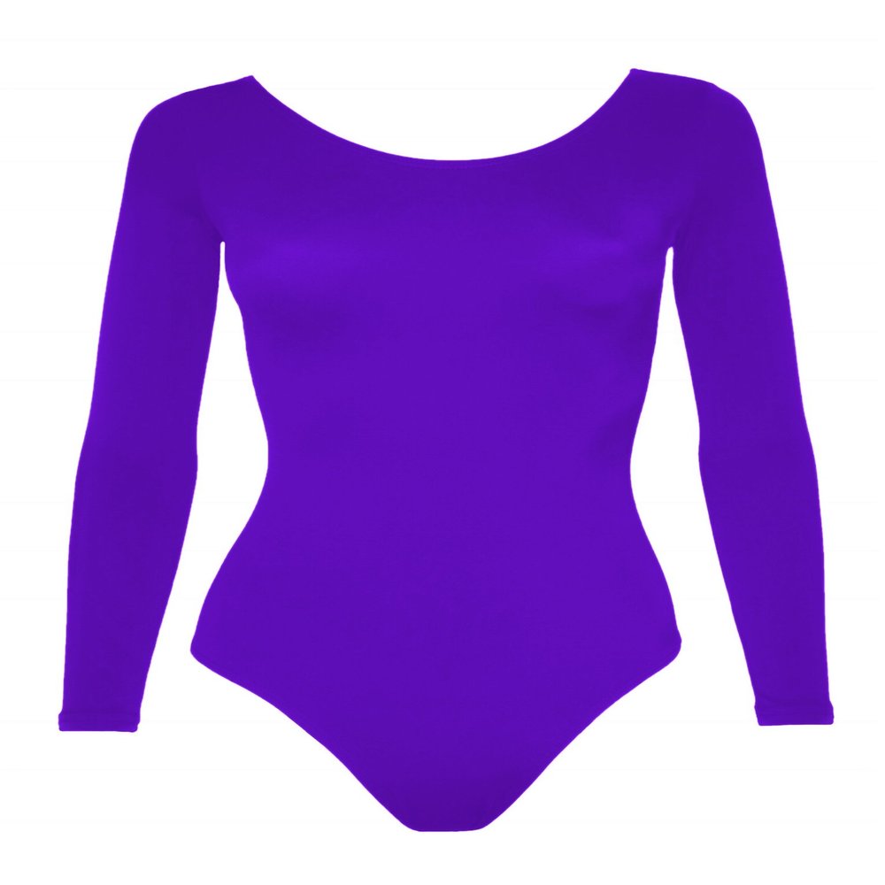 Sookie Active Basic Long Sleeve Leotard (PURPLE, Ladies 3X-Large)