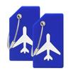 Silicone Luggage Tag with Name ID Card Perfect to Quickly Spot Luggage Suitcase (Plane 2Pcs Blue) view 1