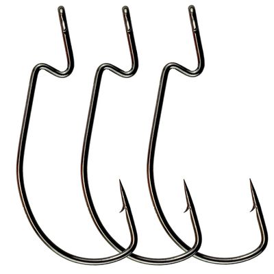 30pcs Fishing Hook Wide Gap Jig Fishing Hook Set Bass Hook Offset Worm Hooks (4/0)