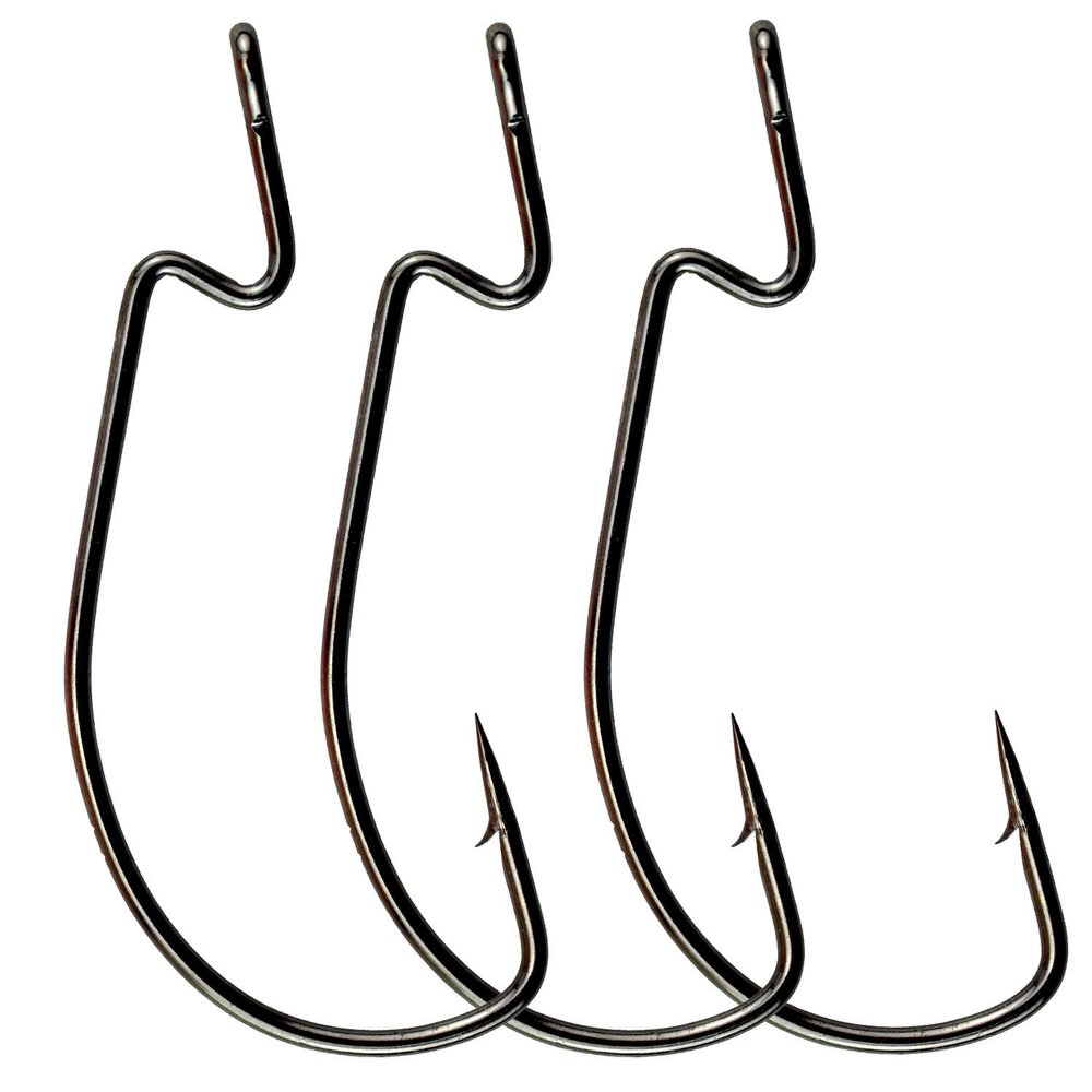30pcs Fishing Hook Wide Gap Jig Fishing Hook Set Bass Hook Offset Worm Hooks (4/0)