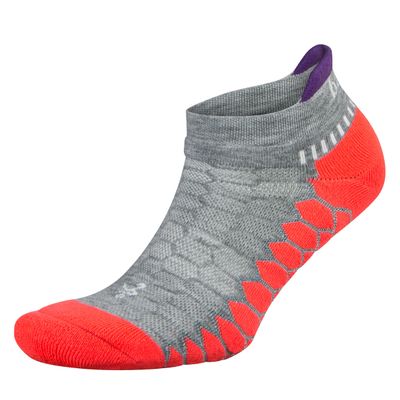 Balega Silver Compression Fit Performance No Show Athletic Running Socks for Men and Women (1 Pair), Grey/Neon Coral, Small