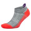 Balega Silver Compression Fit Performance No Show Athletic Running Socks for Men and Women (1 Pair), Grey/Neon Coral, Small view 1