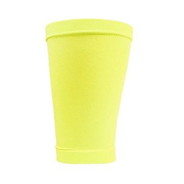 CrossBones Sports Compression Shin Guard Sleeves for Soccer Youth & Adult 2 Pair Pack (Neon Yellow)