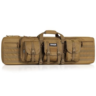 Savior Equipment American Classic Tactical Double Long Gun Bag Pistol Transportation Case w/Backpack Strap, 46 Inch Flat Dark Earth Tan