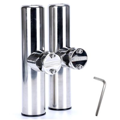 Amarine Made Boat Rod Holders Clamp Stainless Steel Rod Holders Clamp on Fishing Rod Holder for Rails 22mm (7/8") to 25mm (1") diam (2 PCS)
