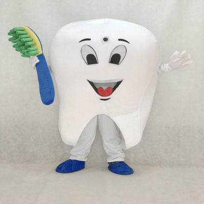 rushopn Adorable Realistic New Tooth Mascot Adult Costume Tooth Dental Care Birthday Party Fancy Dress Outfit