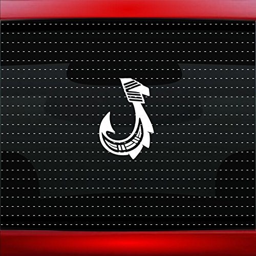 Noizy Graphics Koa Hook Warrior Fish Hawaiian Hibiscus Car Sticker Truck Window Vinyl Decal Color: White